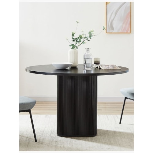 Pillar dining table round black top
